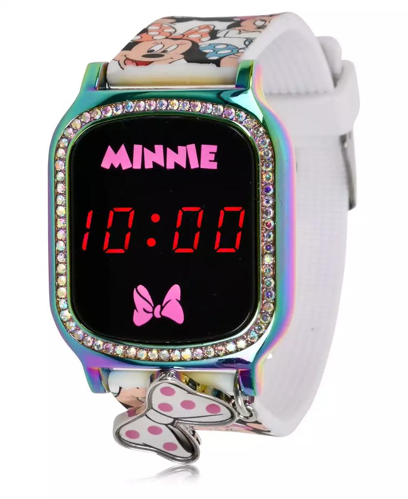 Accutime Minnie Mouse Kid's Touch Screen White Silicone Strap LED Watch, with Hanging Charm 36mm x 33 mm