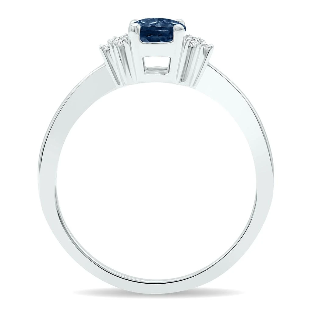 SSELECTS Women's Sapphire And Diamond Half Moon Ring In 10K White Gold 2