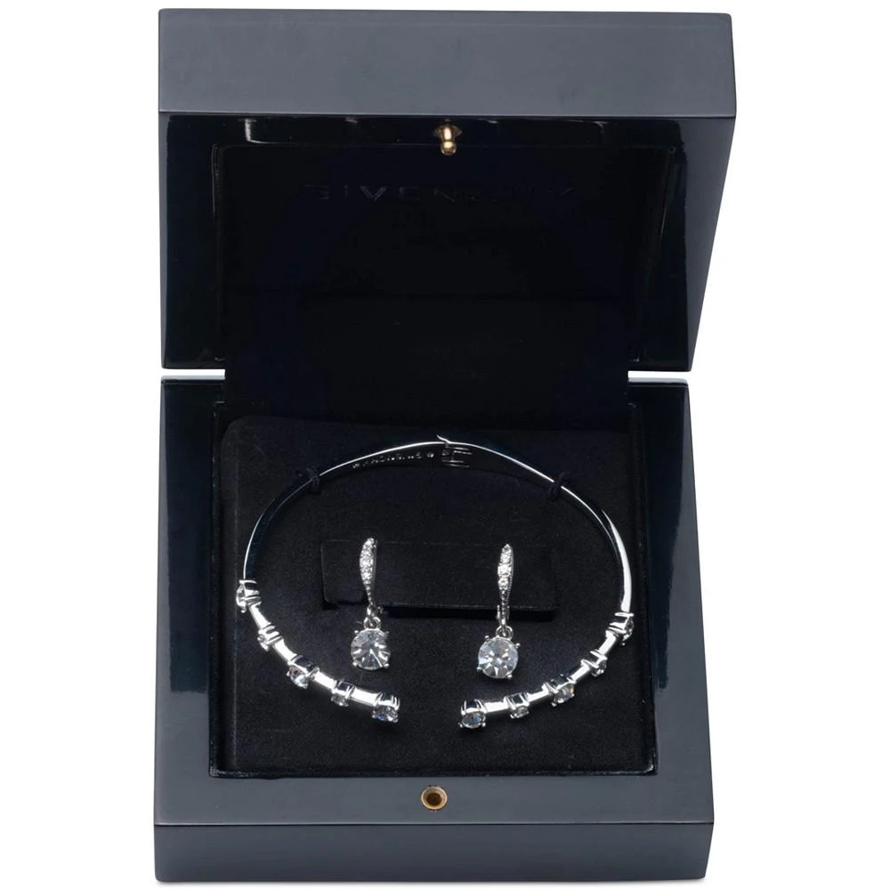 Givenchy Silver-Tone 2-Pc. Set Stone Station Bangle Bracelet & Matching Drop Earrings 3