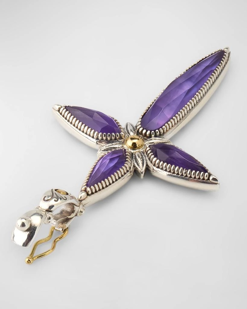 Konstantino Gen K 2 Sterling Silver and 18K Gold Crystal Cross Pendant 4