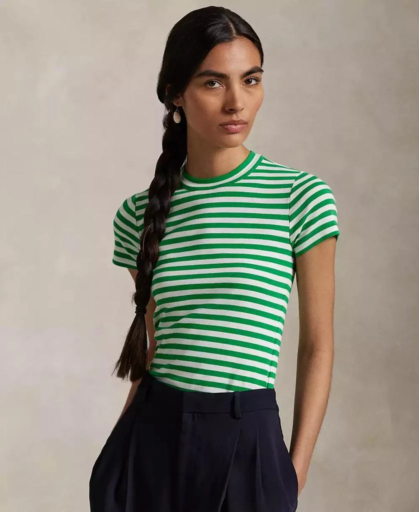 Ralph Lauren Women's Striped Ribbed Cotton Crewneck Tee 1