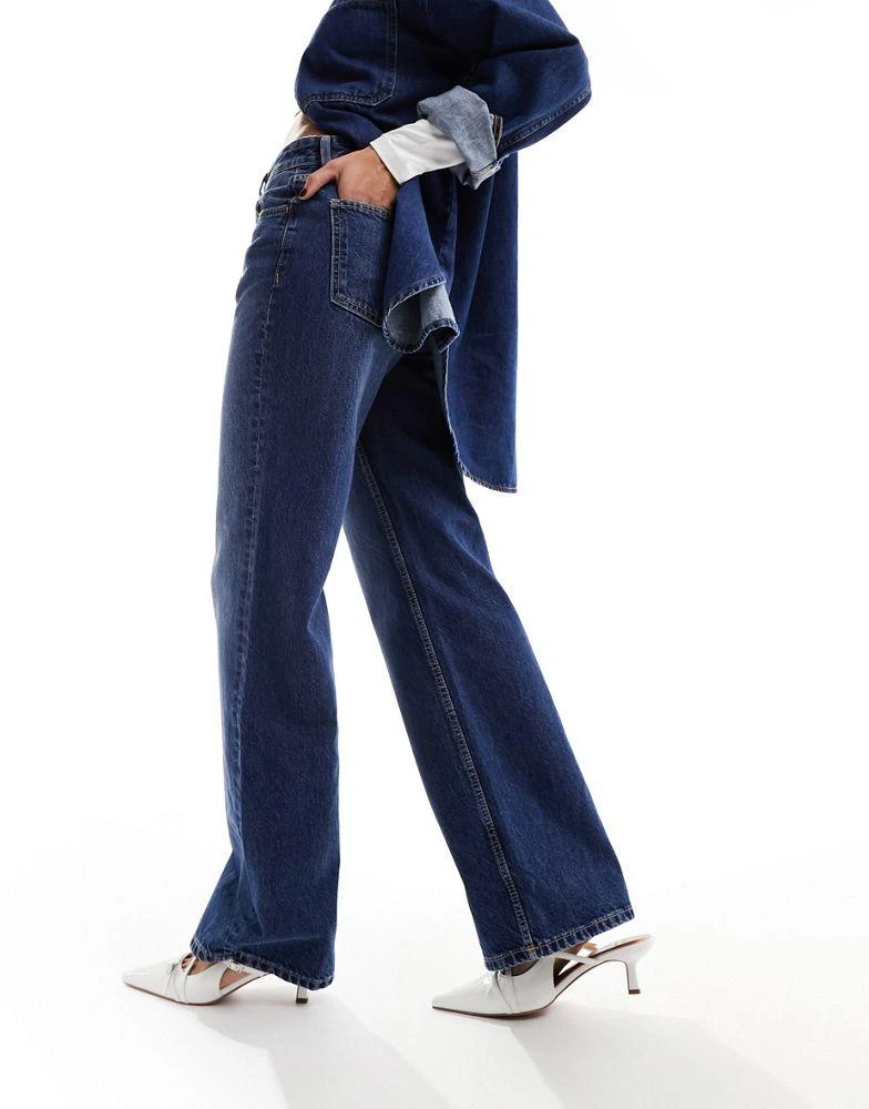 Bershka Bershka high waisted 90s wide leg jeans in indigo wash 5