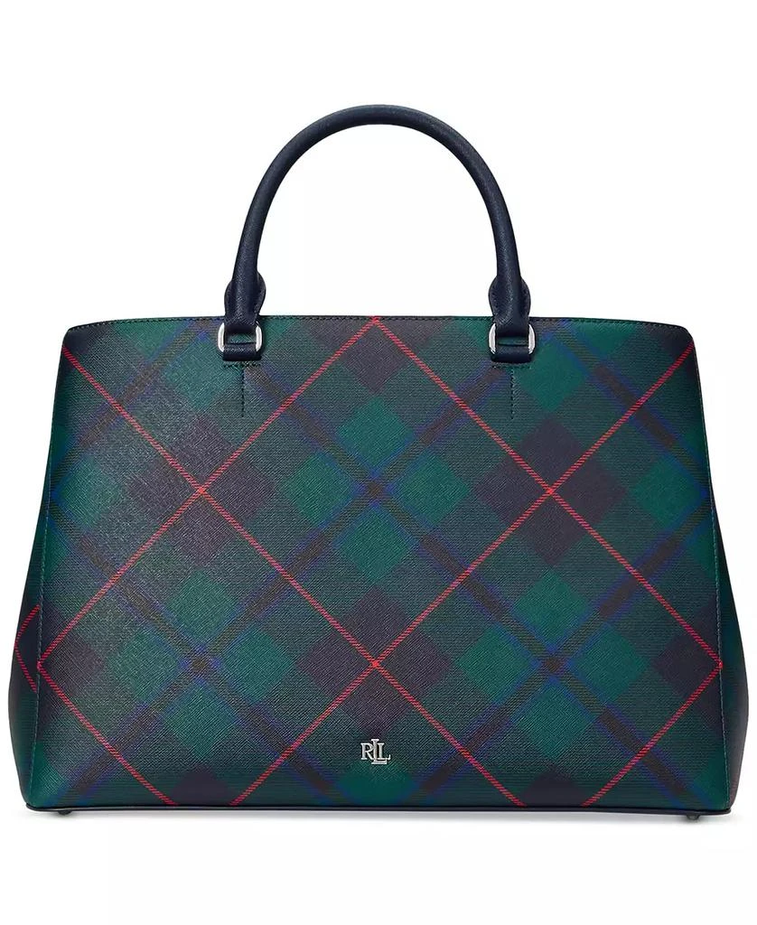 Ralph Lauren Hanna Plaid Leather Large Satchel 4