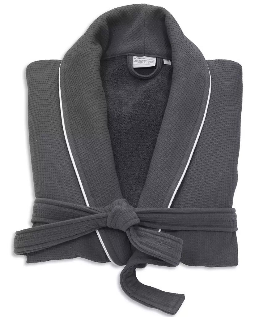 Linum Home Textiles Waffle Terry Bath Robe with Satin Piped Trim