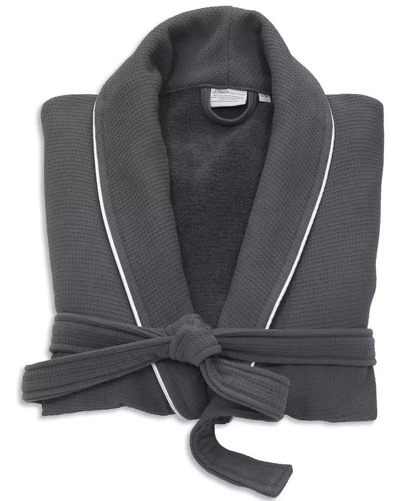 Linum Home Textiles Waffle Terry Bath Robe with Satin Piped Trim 1