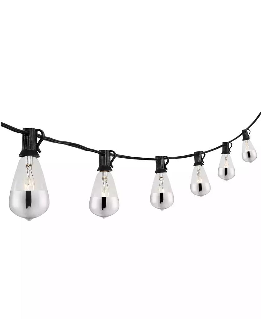 JONATHAN Y 10-Light Indoor and Outdoor Rustic Industrial Incandescent C7 Half-Chrome Bulb String Lights