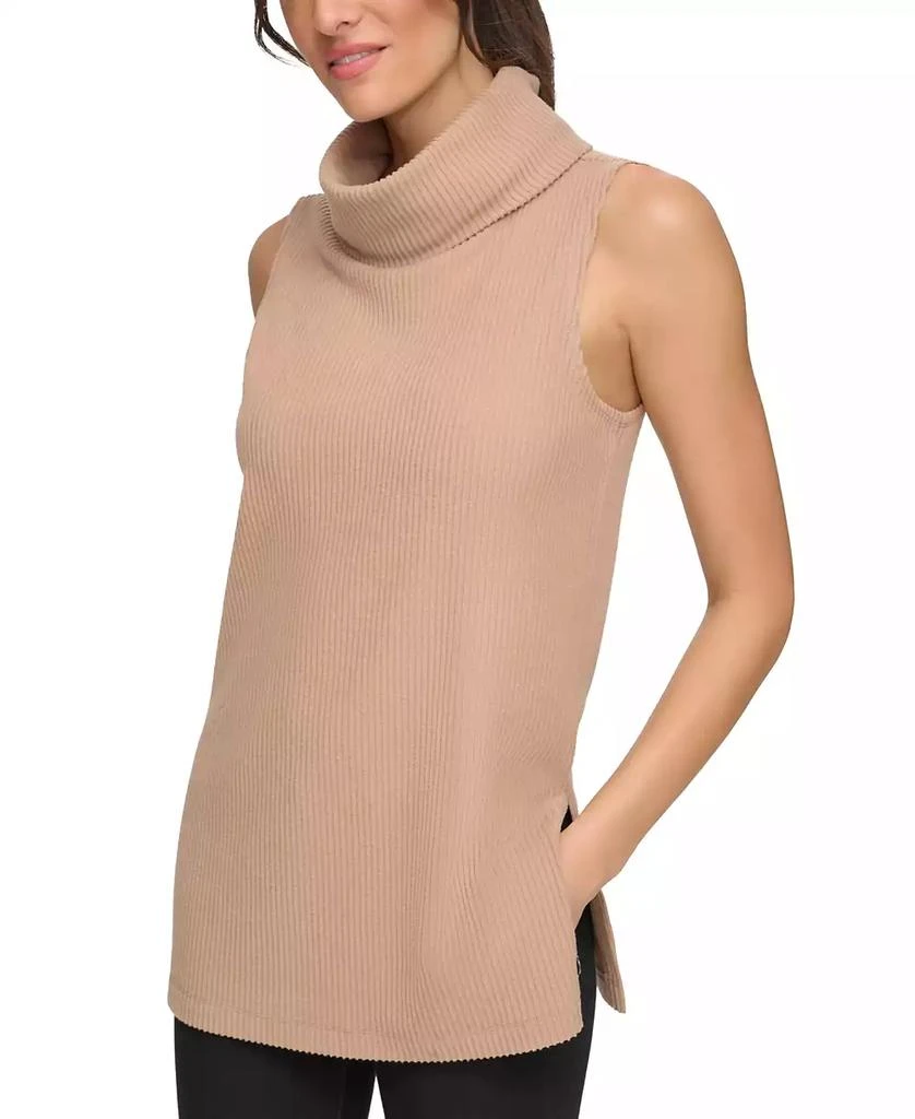 Marc New York by Andrew Marc Women's Brushed Rib Sleeveless Turtleneck Tunic with Side Vents Top 8