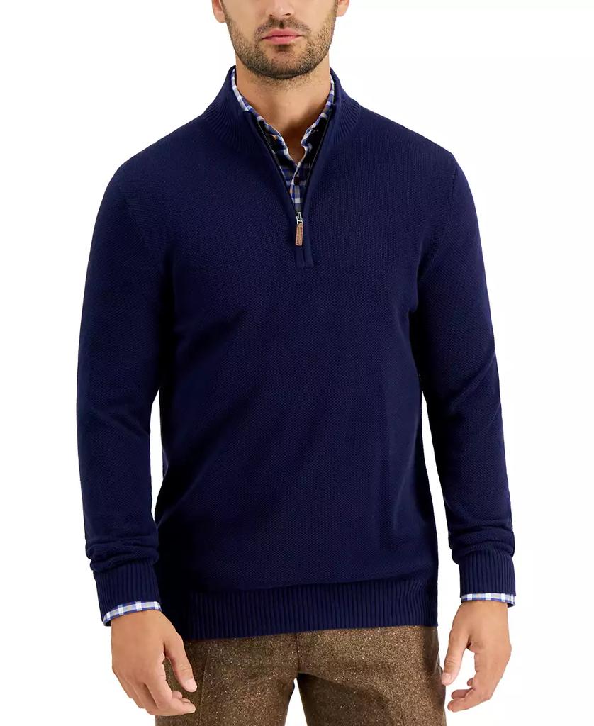 Club Room Men's Quarter-Zip Textured Cotton Sweater, Created for Macy's