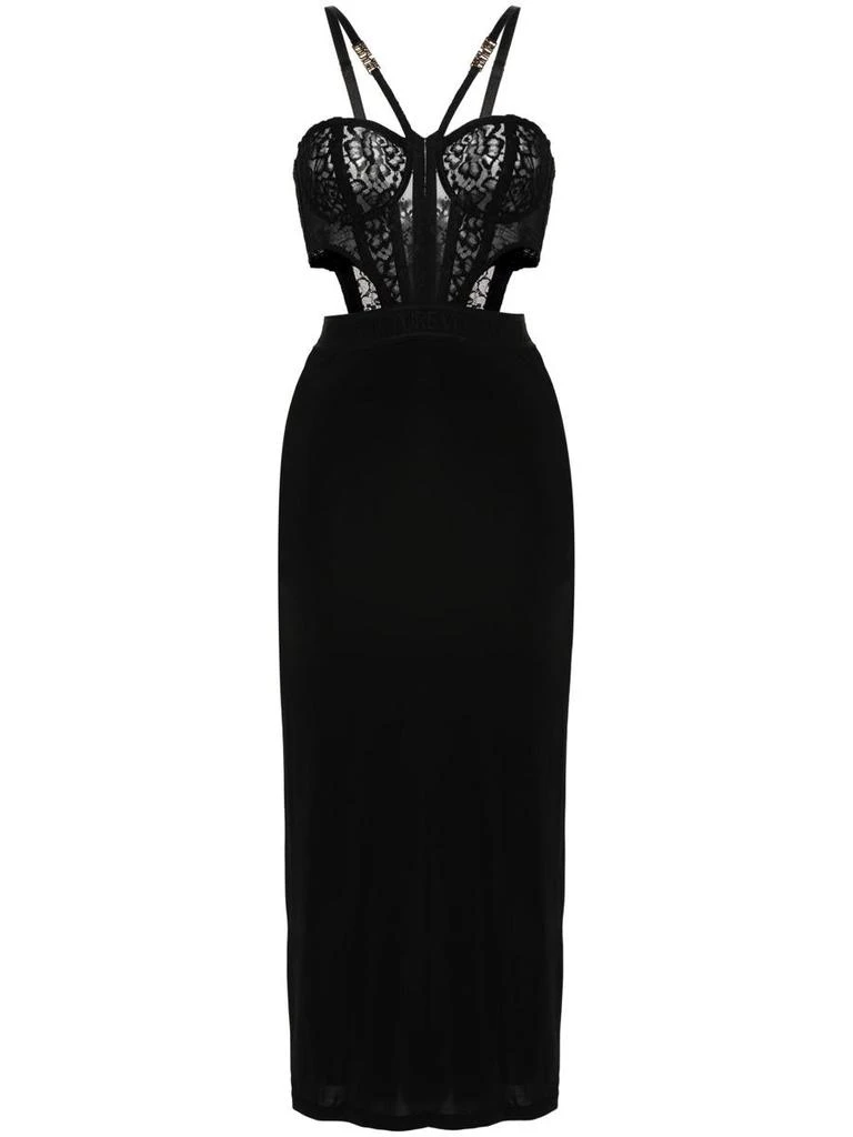 knee length dresses for ladies VERSACE WOMEN Couture Logo Print Mini Dress Black Gold  MAISONDEFASHION.COM