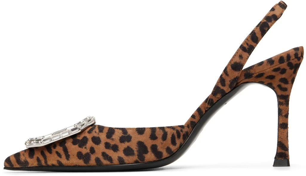 Amina Muaddi Tan 
Black Camelia 90 Sling Heels 3