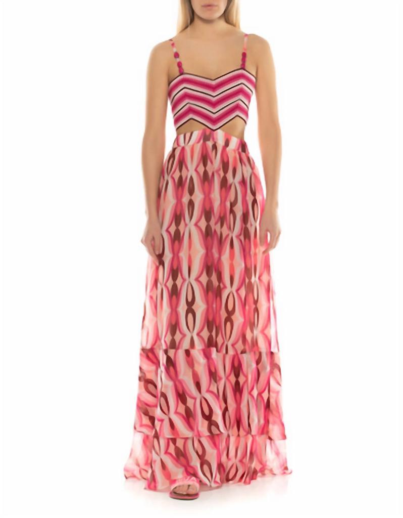 PatBO Crochet Top Tiered Bottom Maxi Dress