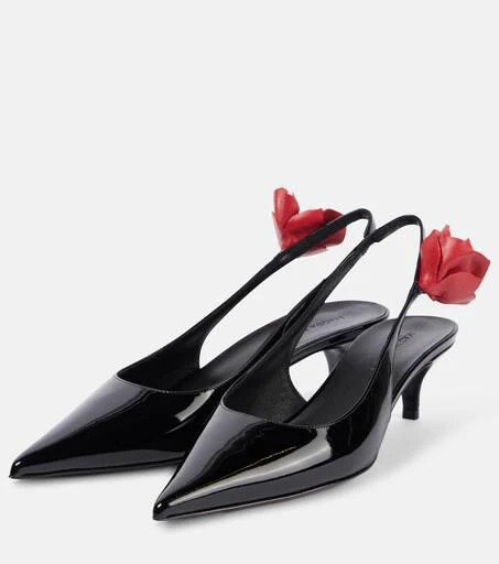 Magda Butrym Floral-appliqué leather slingback pumps 4