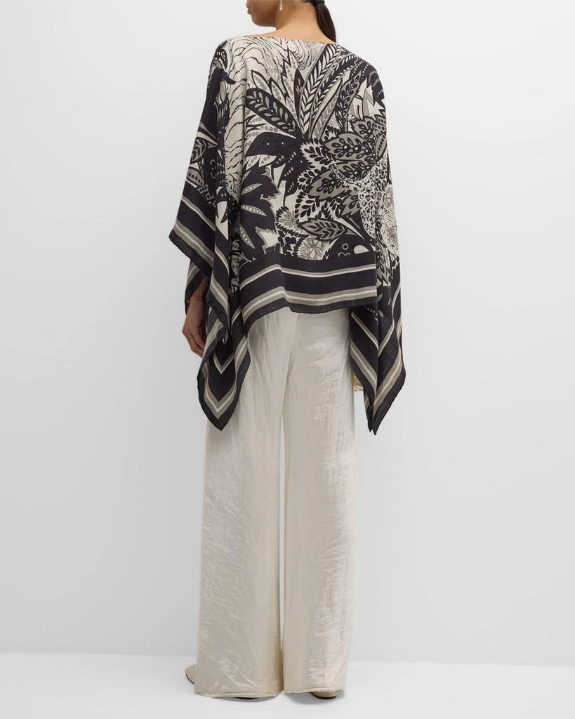 Rani Arabella Amazonia Black Print Cashmere-Blend Poncho 4