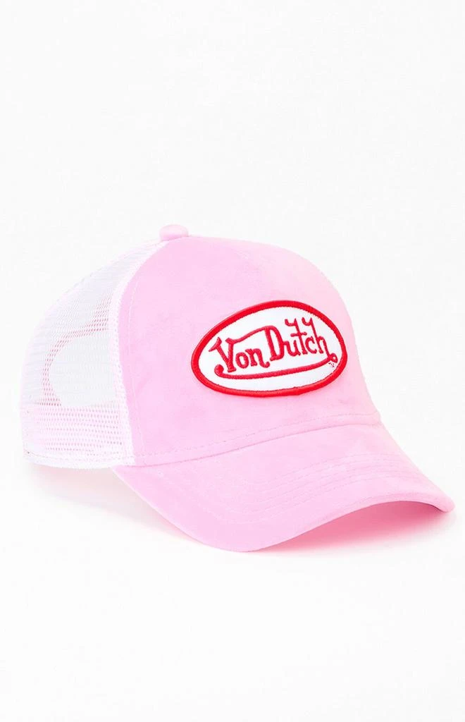 Von Dutch Pink Velvet Trucker Hat 1