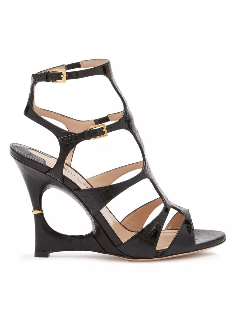 Tom Ford Paradis 105MM Crocodile-Embossed Leather Wedge Sandals 1