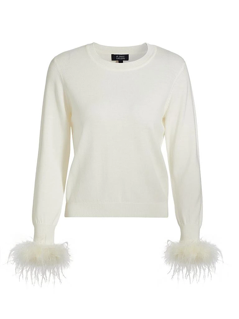 If Only Studio Tina Feather-Trim Wool Sweater 1