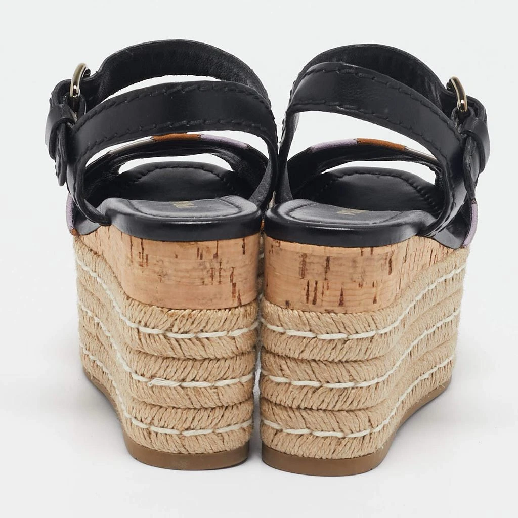 Prada Prada Multicolor Leather and Suede Cork Espadrille Platform Ankle Strap Sandals Size 36 5