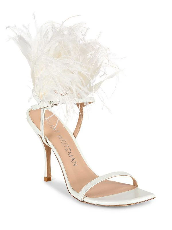 Stuart Weitzman Plume Mestizo Feather Trim Sandals 2