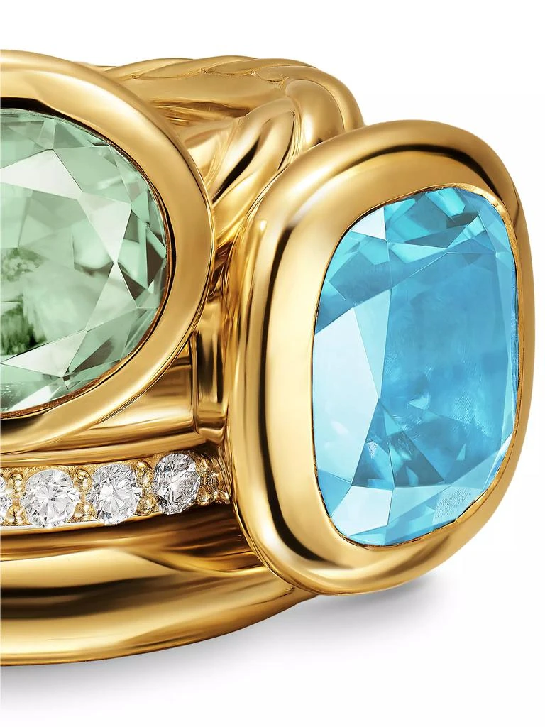 David Yurman DY Mercer Two Stone Cocktail Ring in 18K Yellow Gold 4