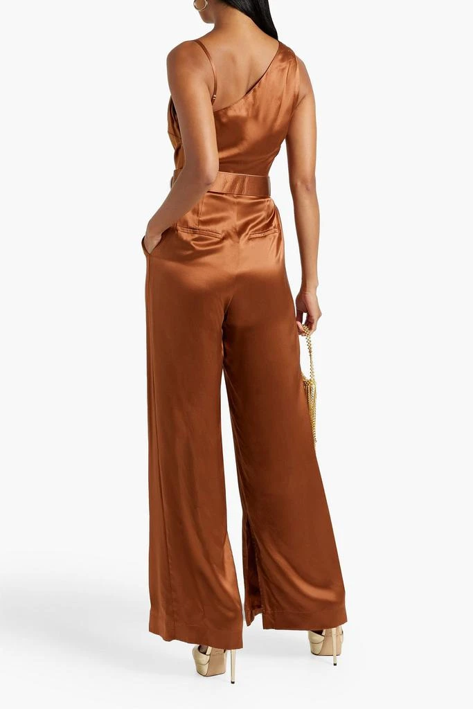 NICHOLAS Asymmetric belted silk-satin wide-leg jumpsuit 3