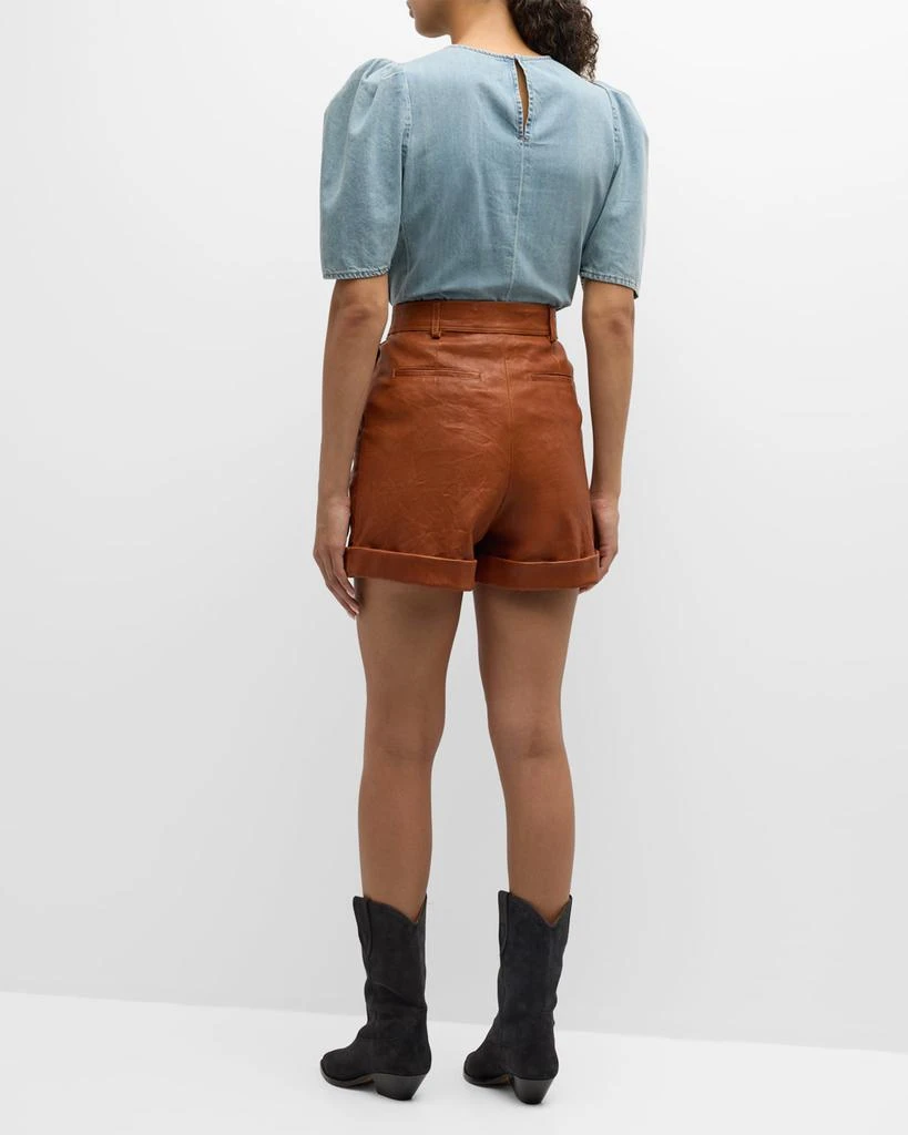 FRAME Pleated Leather Shorts 4