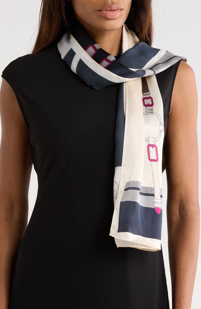  Strap Print Silk Scarf