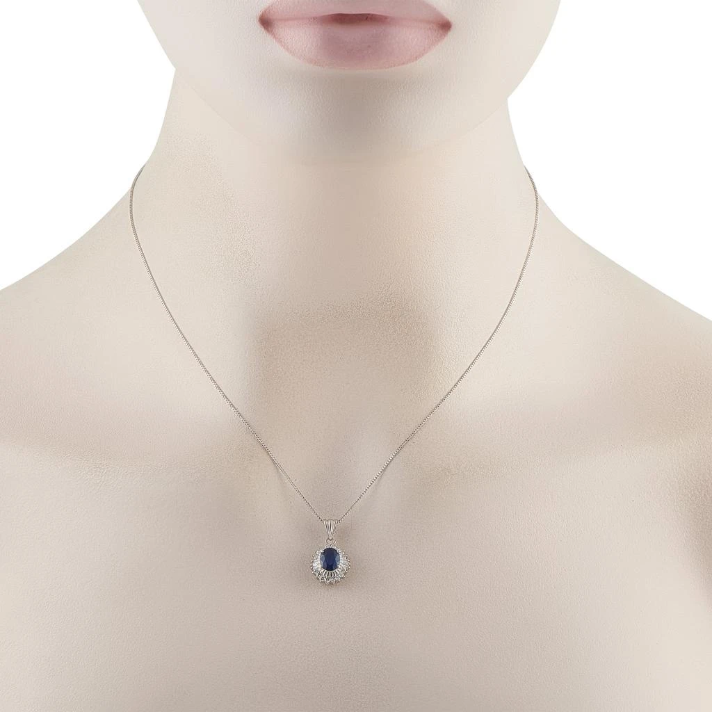 LB Exclusive Platinum 0.30ct Diamond and Sapphire Pendant Necklace MF14-011426 2