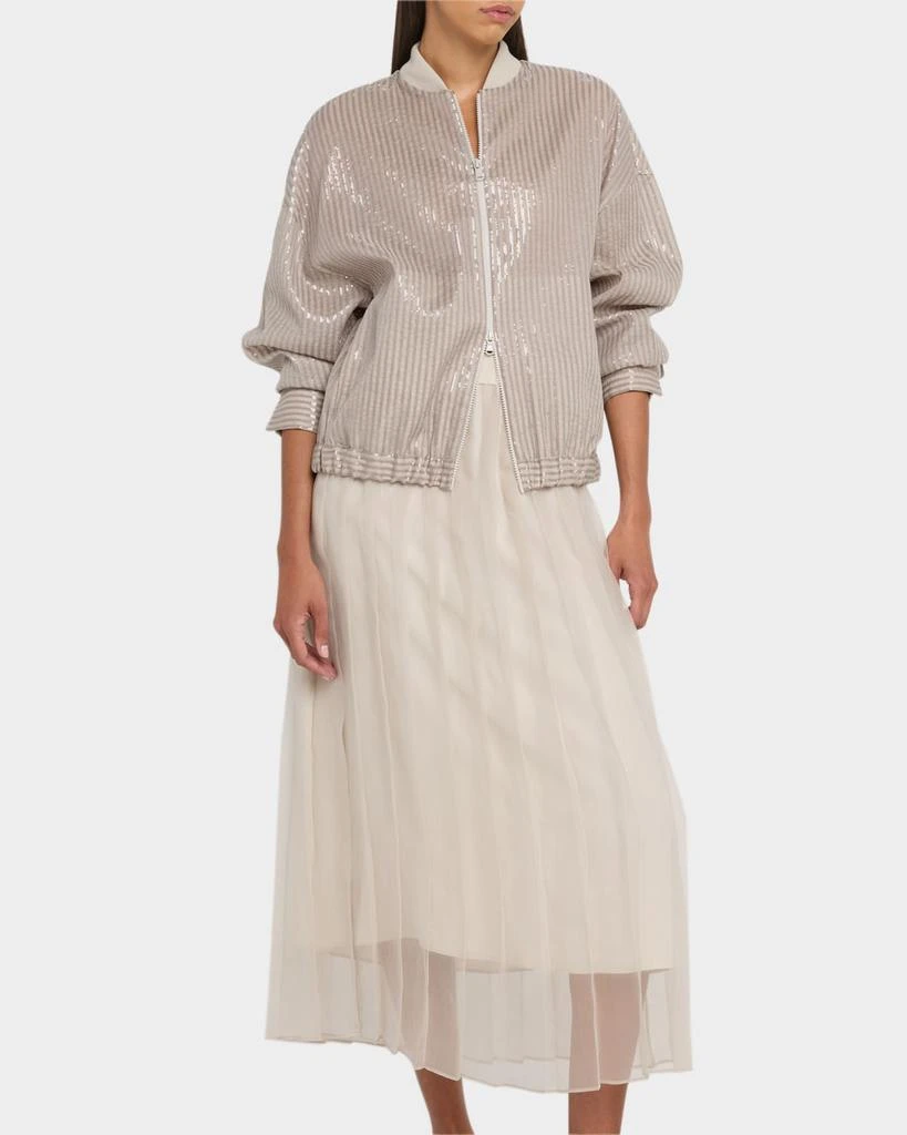Brunello Cucinelli Stripe Sequined Organza Bomber Jacket 4