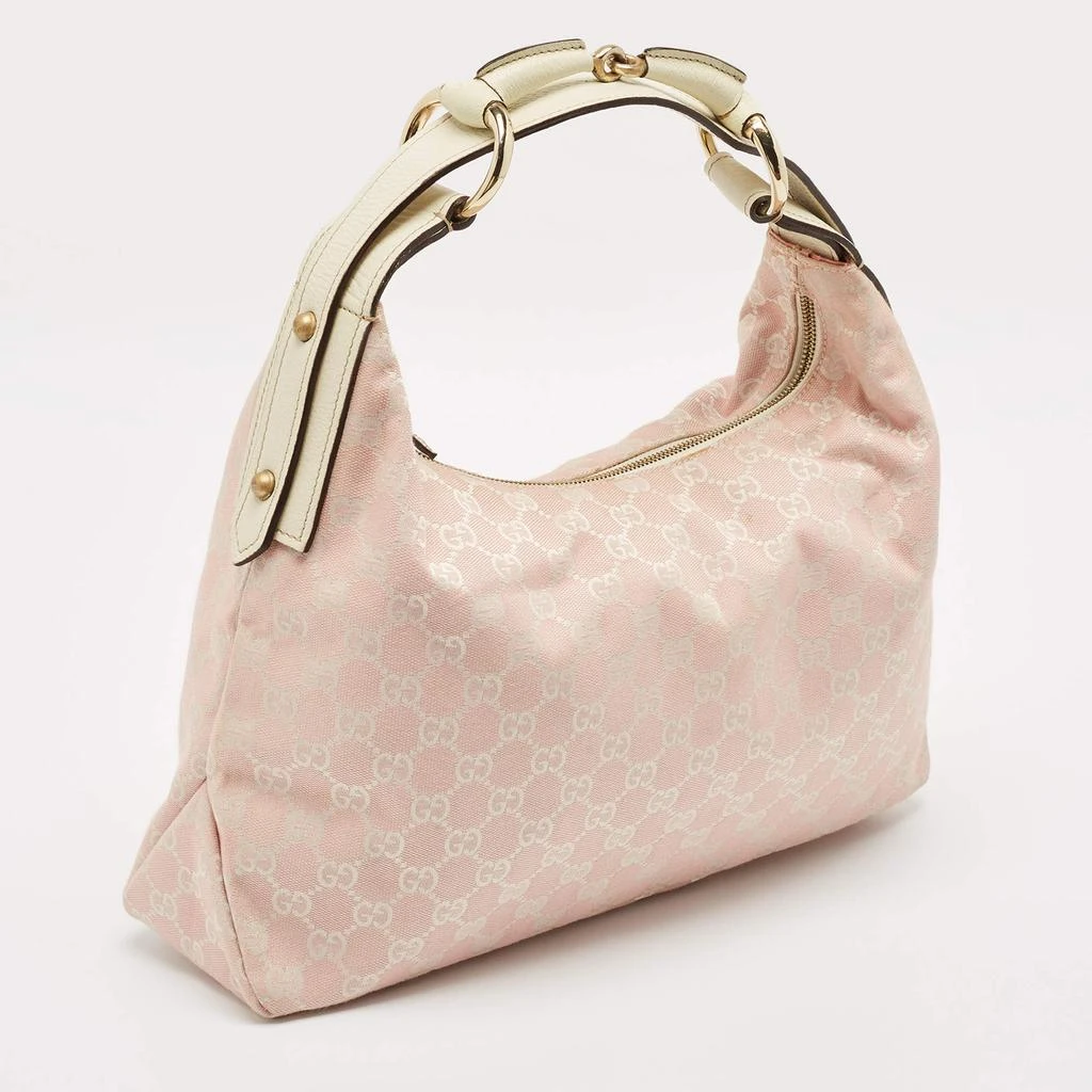 Gucci Gucci Pink/Off White GG Canvas Medium Horsebit Hobo 3