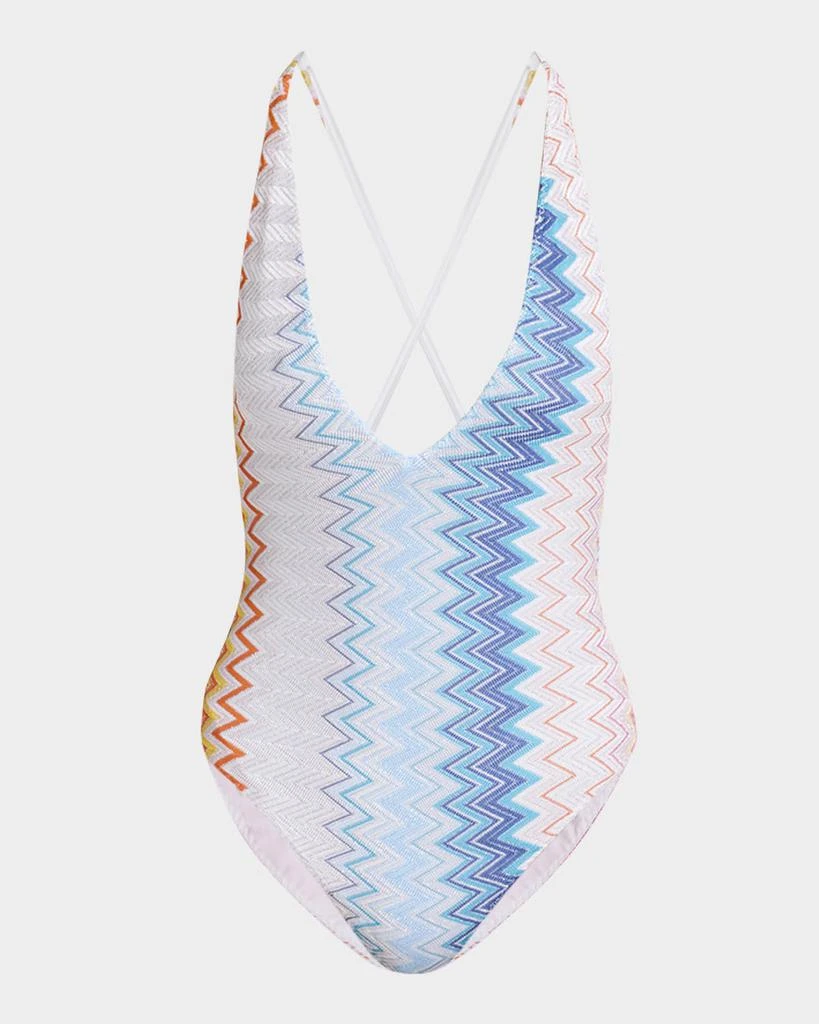 Missoni Shaded Chevron Plunge One-Piece Swimsuit 1