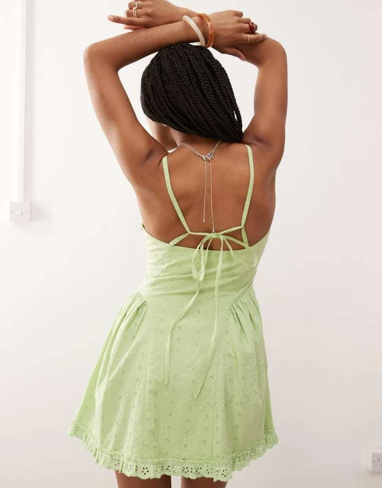 Shop Reclaimed Vintage broderie mini dress with ruffles in green on Sale at  BeyondStyle  Get 36% Off Reclaimed Vintage broderie mini dress with  ruffles in green with Limited-Time Flash Deals, Exclusive