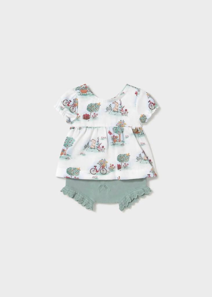 Mayoral Mayoral - Girl's Garden Friends Shirt & Mint Short Set