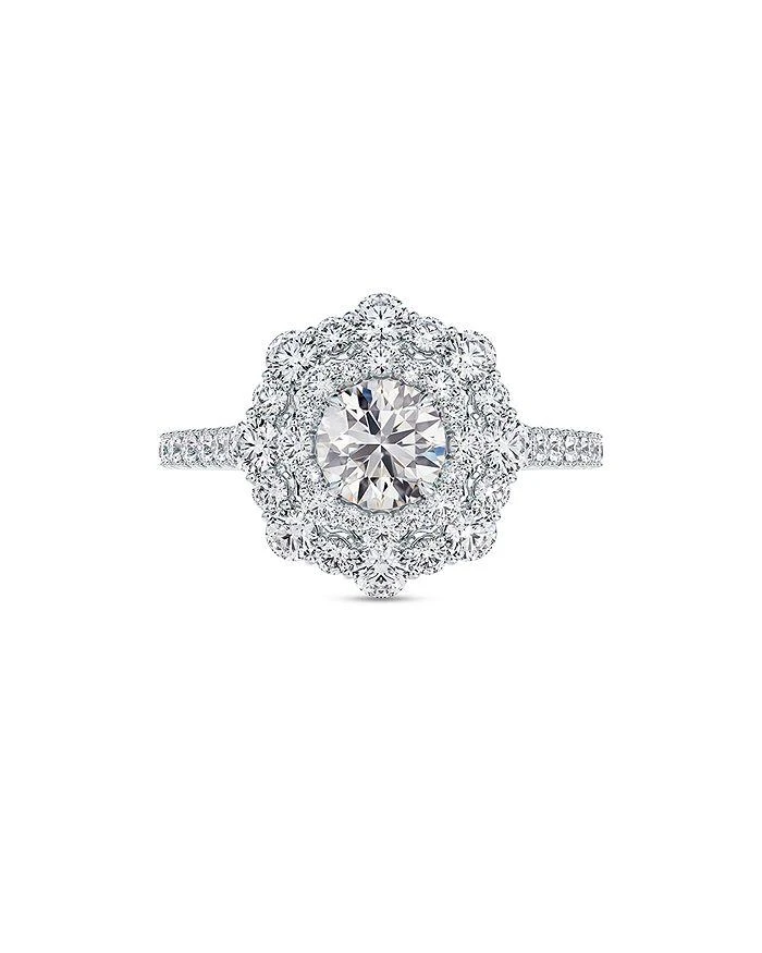 De Beers Forevermark Center of My Universe® Floral Halo Ring in 18K White Gold, 1.80 tcw
