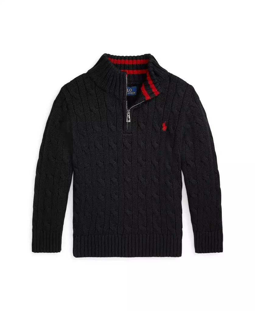 Ralph Lauren Boys 2-7 Cable-Knit Cotton Quarter-Zip Sweater