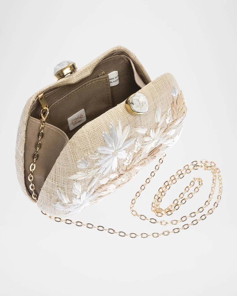 Rafe Tamu Flower Raffia Clutch Bag 4