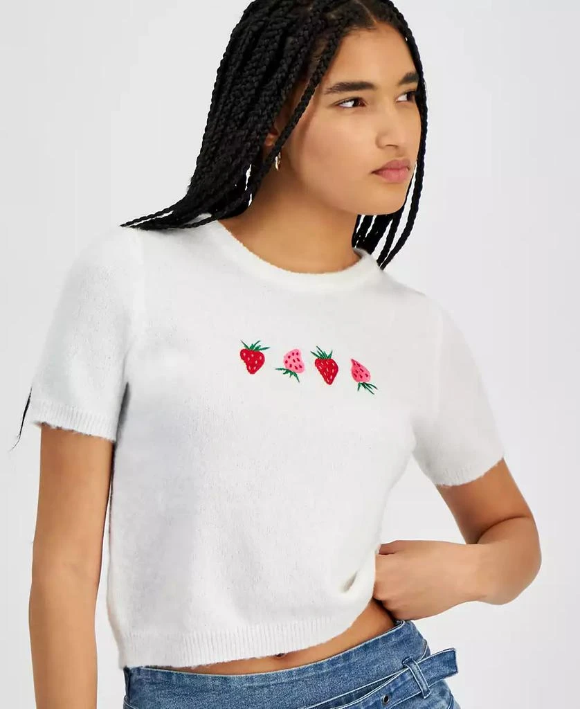Hooked Up by IOT Juniors' Strawberries Short-Sleeve Pullover Sweater 3