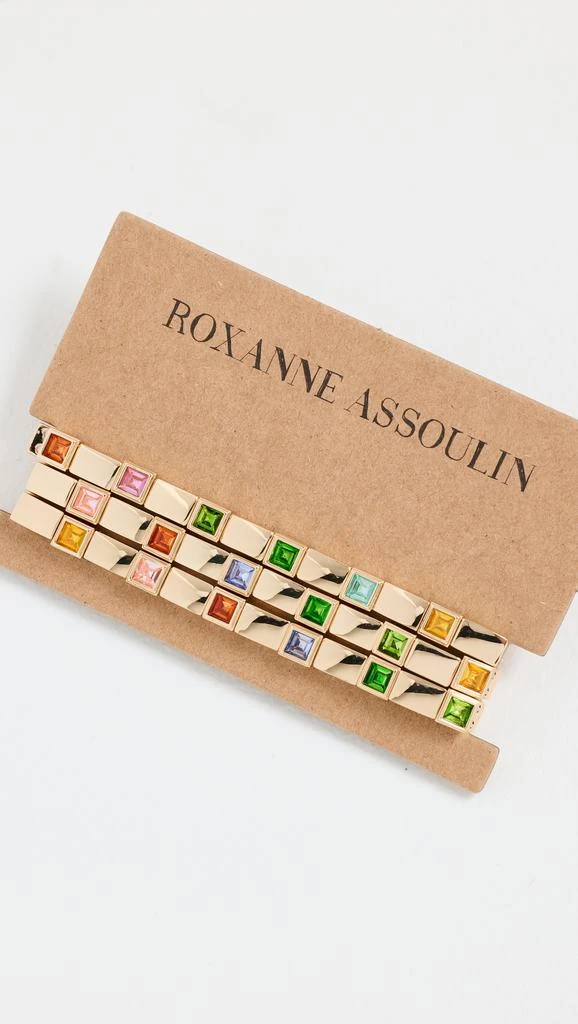 Roxanne Assoulin Square Stone Spaced Chiclet Stretch Bracelet 4
