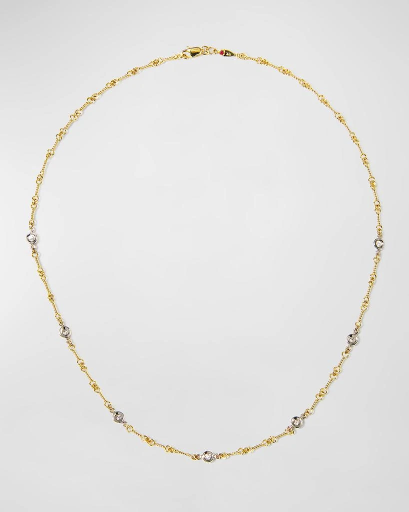 Roberto Coin Two-Tone 18k 7-Diamond Dog Bone Necklace 1