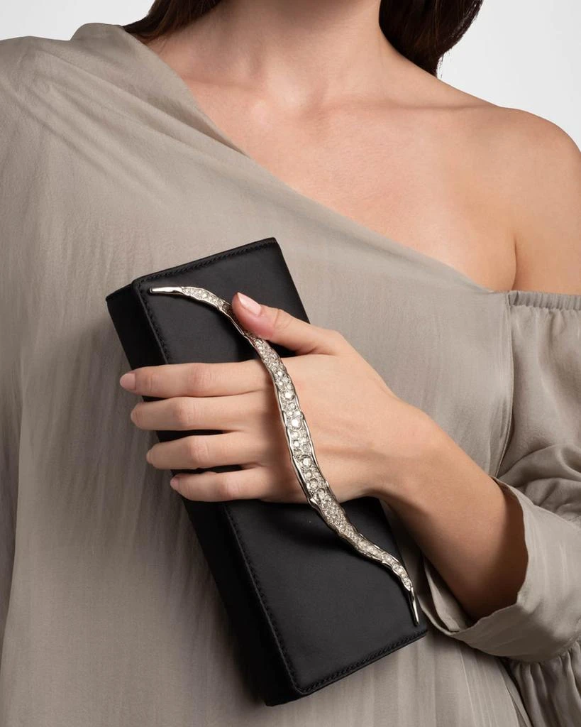 Alexis Bittar Crystal Curve Recycled Satin Clutch Bag 2