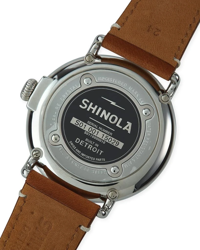 Shinola Men's 47mm Runwell Men's Watch, White/Brown 2