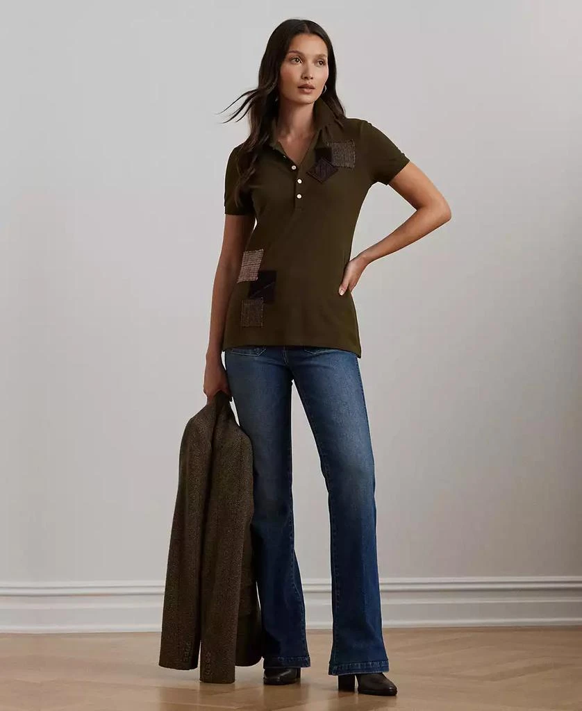 Ralph Lauren Women's Patchwork Piqué Polo Shirt, Regular & Petite 4