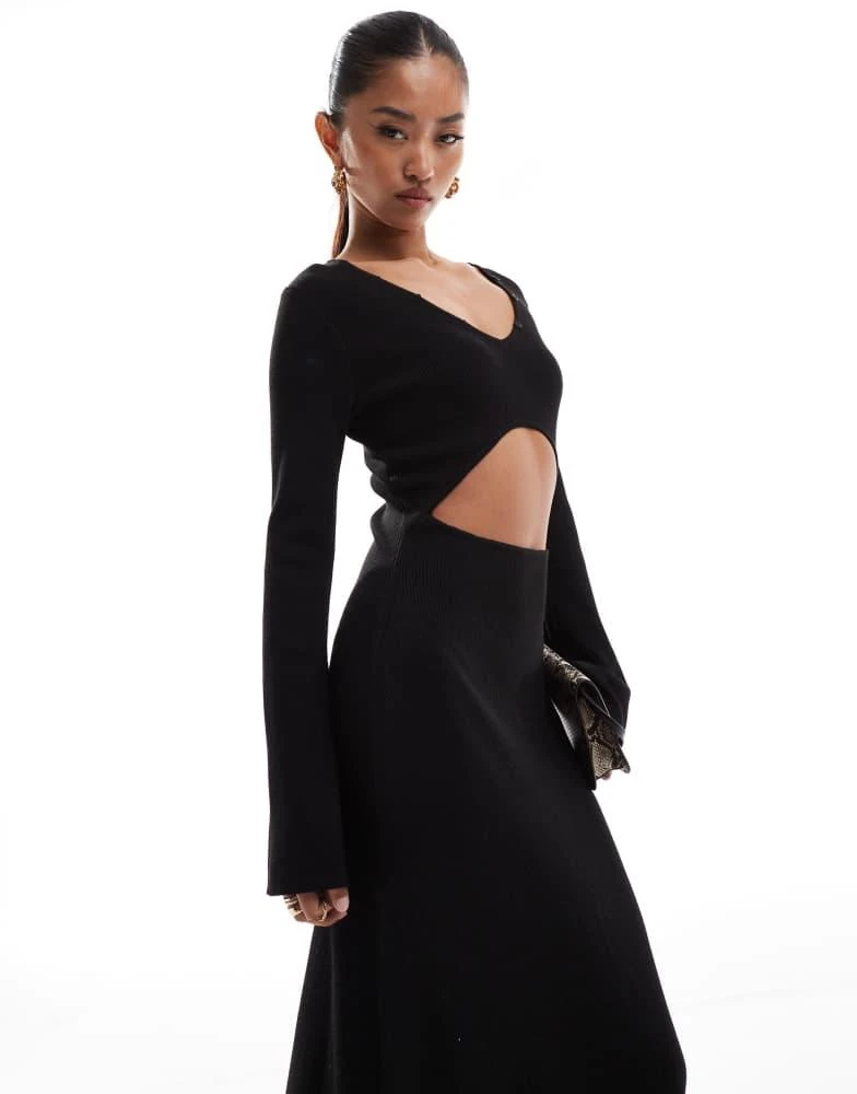 Pretty Lavish Pretty Lavish cut-out knit maxi dress in black 4