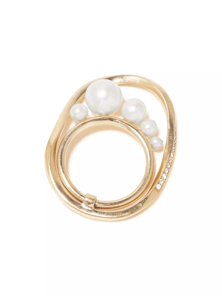 Completedworks Suburbs Work Won't Love You Back 14K Gold-Plate, Pearl & White Topaz Ring