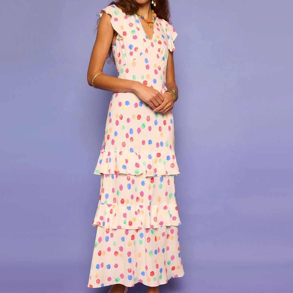 chinese dress ladies Ester Silk Maxi Dress in Vintage Bloom Black