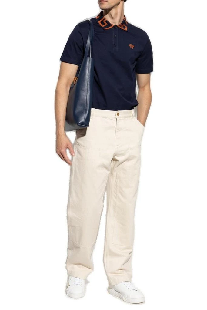 Versace Versace Greca Short-Sleeved Straight Hem Polo Shirt 4