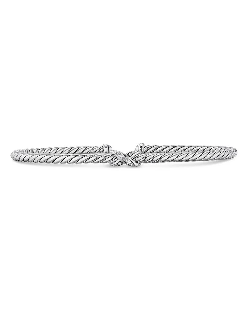 David Yurman Micro Cable Flex® Petite X Bracelet in Sterling Silver with Diamonds 1