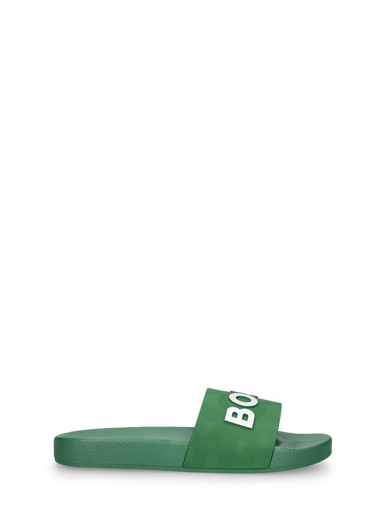 BOSS Logo Print Rubber Slide Sandals