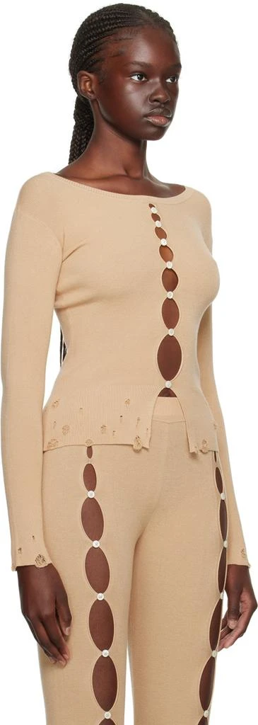 RUI Beige Cutout Long Sleeve T-Shirt 2