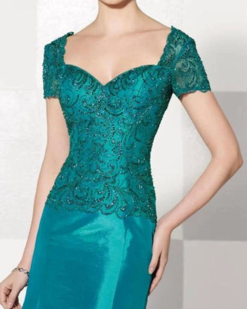 Mon Cheri Taffeta Mermaid Gown In Light Teal 2