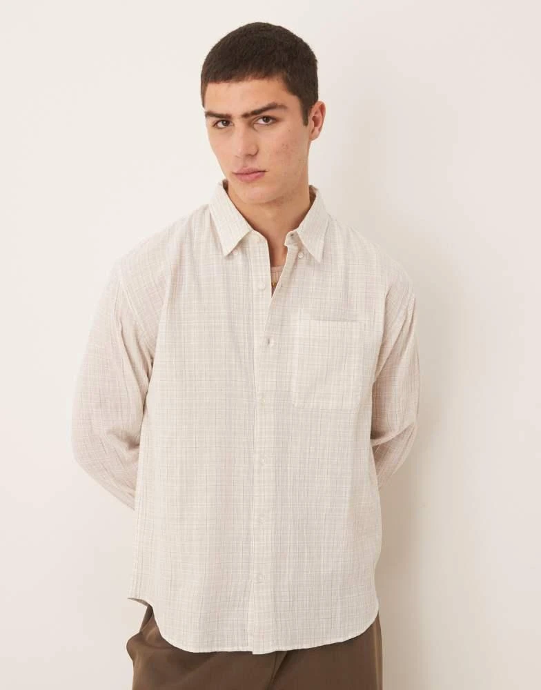 Abercrombie & Fitch Abercrombie & Fitch long sleeve plaid shirt in grey check 1